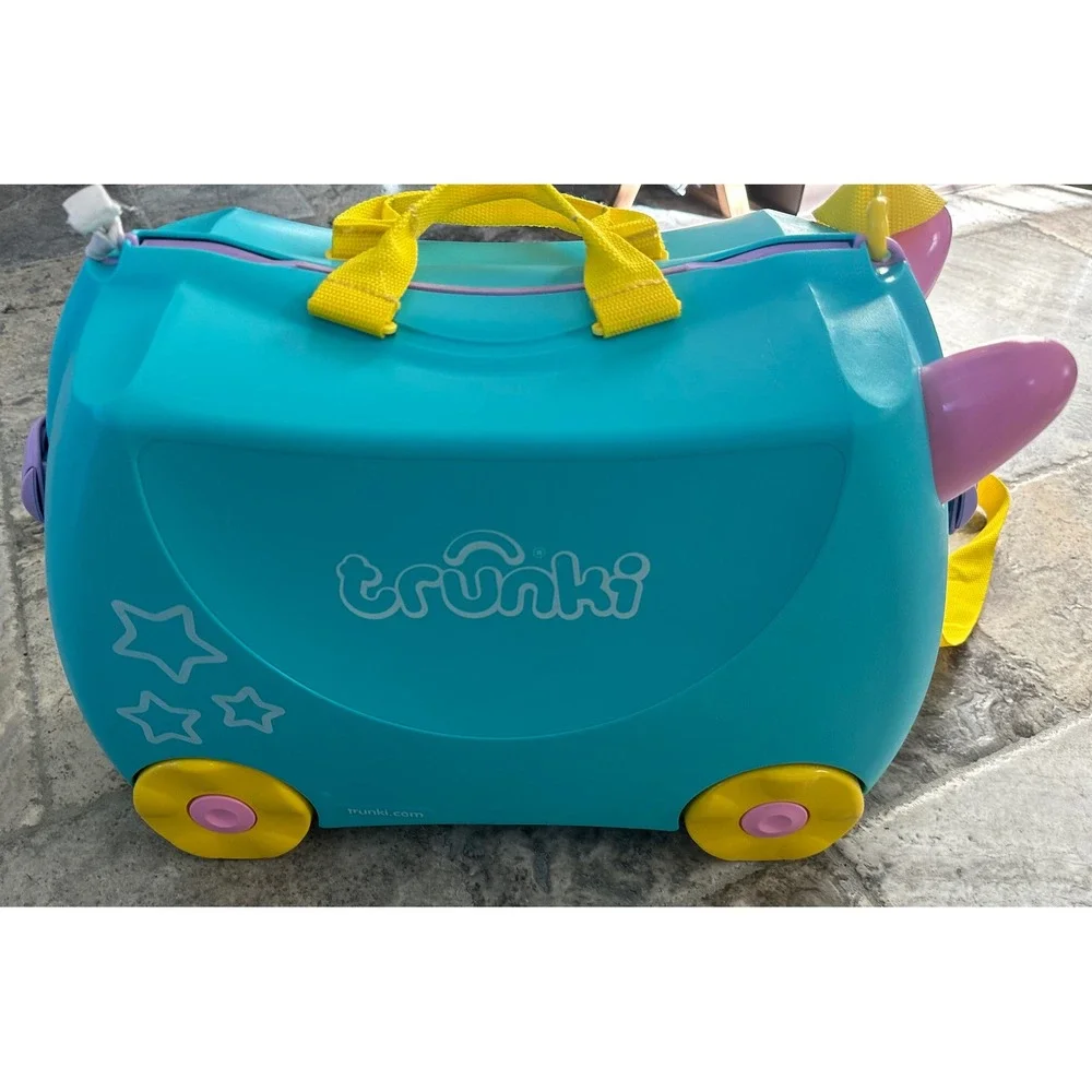 Trunki Ride On Suitcase Turquoise‎ Unicorn Wheeled Carry On Luggage VVGUC